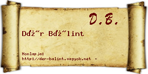 Dér Bálint névjegykártya