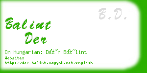 balint der business card